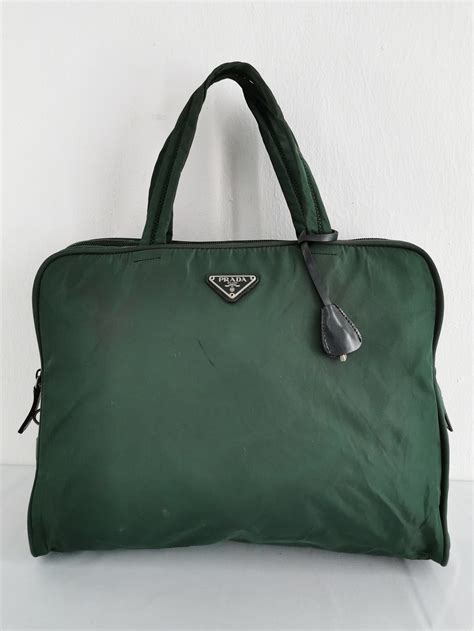 prada green nylon tote|Prada nylon shoulder bag black.